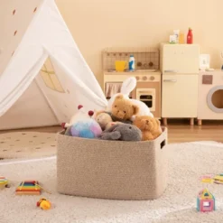 Itopfox Woven Blanket Storage Basket With Handle, Cotton Rope Basket For Organizing, Blanket Basket For Living Room, Toy Basket For Nursery, Brown -Kitchen Chef GUEST 6d0efc78 363b 4e0d b26d 7ec092eb2eb7