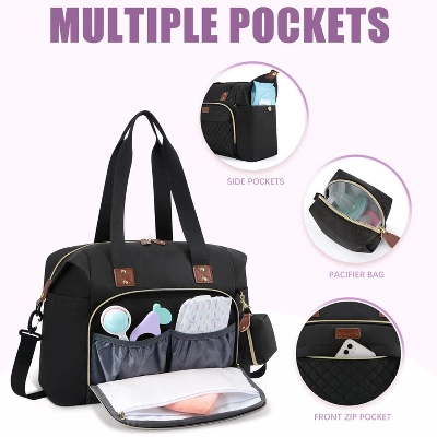 Itopfox Large Travel Diaper Tote With Pacifier Case, Multifunction Baby Bag For Mom And Dad, Spacious And Organized Storage 7 Itopfox Large Travel Diaper Tote With Pacifier Case, Multifunction Baby Bag For Mom And Dad, Spacious And Organized Storage - Image 5