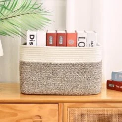 Itopfox Woven Storage Basket Set Of 3, Cotton Rope Organizing Bins For Books, Toys, Towels, Living Room Decor, Foldable Handles, Brown -Kitchen Chef GUEST 6dd18ca8 95a2 4b77 9089 8ad30737af70