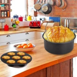 Itopfox 9 Inch Air Fryer Accessories Set With Cupcake Pan, Pizza Pan, Silicone Baking Cup, Recipe Cookbook For 5.3Qt - 6.8Qt Air Fryers -Kitchen Chef GUEST 6fa6cf19 fd3e 42ab 880b e7113d3d7c70