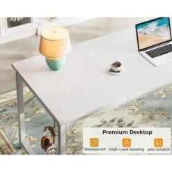 Itopfox Modern Computer Desk With Storage & Headphone Hook, Large Office Gaming Work Table, Splice Board Design, White Finish -Kitchen Chef GUEST 71260978 b7c9 4b95 8858 4b5340342e7e