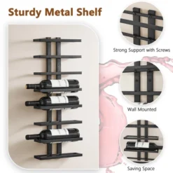 Itopfox 8-Tier Wall Mount Wine Rack For Bottles Display And Storage, Hanging Organizer For Living Room, Dining Room, Wine Cellar, Bar, Black -Kitchen Chef GUEST 71428666 b03f 4119 8fc4 43ef144e43e5