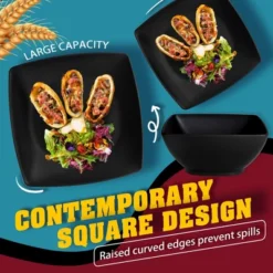 Itopfox 48-Piece Kitchen Plastic Wheat Straw Square Dinnerware Set For 12, Unbreakable Plates, Bowls, Tumblers, Dishwasher Safe, Outdoor Camping Dish -Kitchen Chef GUEST 72037d46 dc29 4ee9 881b b8ffff25cf26