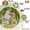 Itopfox Retro Cruiser Girls Bike For Children Ages 3-5 Years Old, Kids Bicycle With Wicker Basket & Training Wheels, Peach