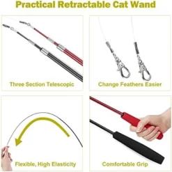 Itopfox Interactive Cat Toy With Retractable Wand & Feather Refills For Indoor Cats To Chase, Exercise & Play 12 Itopfox Interactive Cat Toy With Retractable Wand & Feather Refills For Indoor Cats To Chase, Exercise & Play -Kitchen Chef GUEST 724ec749 7ddc 4310 ac48 9dbb23672857