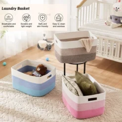 Itopfox Rectangle Woven Storage Basket For Laundry, Blankets, Toys, And Magazines - Natural Cotton Hamper For Nursery And Living Room Décor -Kitchen Chef GUEST 7274fcda 7a4b 41f4 aa13 033f9cbcb78f