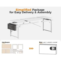 Itopfox Modern Computer Desk With Storage & Headphone Hook, Large Office Gaming Work Table, Splice Board Design, White Finish -Kitchen Chef GUEST 74da4c3b 5989 4562 b952 163f82dffe06
