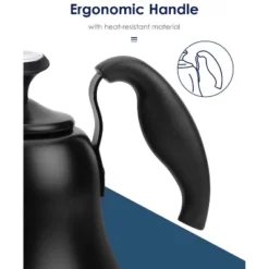 Itopfox Tea Kettle With Thermometer, Stovetop Gooseneck Kettle For Pour Over Coffee, Matte Black Camping & Home Kitchen Water Boiler, 1 Pack