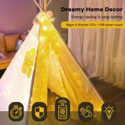 Itopfox 300LED Fairy Curtain Lights, Warm White USB Plug In 8 Modes String Hanging Lights With Remote For Bedroom, Indoor, Outdoor, Weddings, Party -Kitchen Chef GUEST 765576a0 f124 422c acec 963ead2adde6