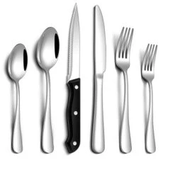 Itopfox 24-Piece Silverware Set With Steak Knives, Stainless Steel Flatware Set For 4, Includes Spoons, Knives, Dishwasher Safe For Home & Restaurant -Kitchen Chef GUEST 76929801 d475 4acd 81c7 6cc4630b7612