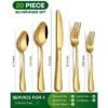 Itopfox 20-Piece Gold Silverware Set For 4, Stainless Steel Flatware Cutlery Set With Knife, Fork, Spoon, Mirror Polished Finish, Dishwasher Safe -Kitchen Chef GUEST 76a6af28 9890 4597 ad24 d5fead158c8d