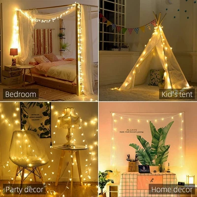 Itopfox Star String Lights Plug In - 100 LED Star Fairy Lights With Remote & Timer, Waterproof For Indoor Outdoor Décor, Warm White 5 Itopfox Star String Lights Plug In - 100 LED Star Fairy Lights With Remote & Timer, Waterproof For Indoor Outdoor Décor, Warm White - Image 3