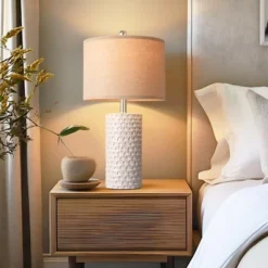 Itopfox Modern Ceramic Table Lamp Set Of 2, Rustic Farmhouse Bedside Lamps For Living Room & Bedroom, White Beige Desk Lamp For End Table Home Decor -Kitchen Chef GUEST 78f8e328 0992 4da4 a3d2 e167d1a53635