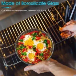 Itopfox Round Glass Casserole Dish With Lid, Borosilicate Oven Safe Bakeware For Cooking, Baking & Serving -Kitchen Chef GUEST 7974a148 e544 4938 8959 d3b04f6e040a