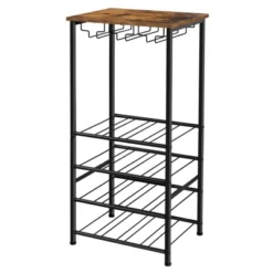 Itopfox Rustic Wine Rack Freestanding Floor, Wine Holder Stand With Storage Shelf For 16 Bottles, Kitchen Dining Room Office Bar Decor -Kitchen Chef GUEST 7a0f543e f45a 447b 8ac4 54d487738910