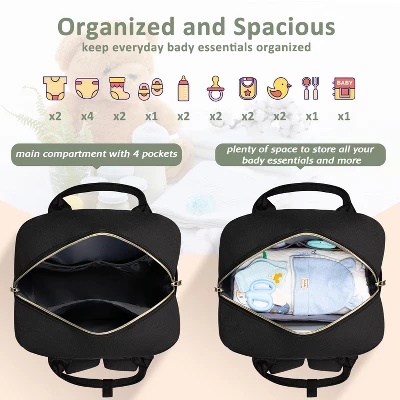 Itopfox Multipurpose Diaper Backpack For Baby Essentials With Pacifier Case, Large Capacity Travel Backpack For Baby Girl/Boy (Black) 8 Itopfox Multipurpose Diaper Backpack For Baby Essentials With Pacifier Case, Large Capacity Travel Backpack For Baby Girl/Boy (Black) - Image 6