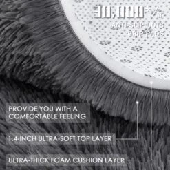 Itopfox Soft Fluffy Shaggy Area Rug For Living Room, Bedroom, Kids, Girls, Boys, Dorms, Nursery Rooms, Home Decor Aesthetic, Machine Washable, Grey -Kitchen Chef GUEST 7b382db0 6d4b 47fa b1e2 809fbe45a7fa