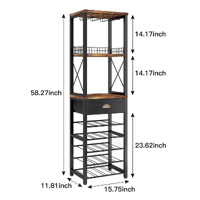 Itopfox 4-Tier Freestanding Wine Rack With Tabletop, Glass Holder, Storage Drawer For Liquor & Glasses, Industrial Style Bar Cabinet For Living Room 8 Itopfox 4-Tier Freestanding Wine Rack With Tabletop, Glass Holder, Storage Drawer For Liquor & Glasses, Industrial Style Bar Cabinet For Living Room - Image 6