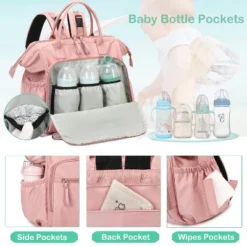 Itopfox Convertible Diaper Bag Tote With 14 Pockets, Water-resistant Nylon, Stroller Buckle, Wide Open Top (Pink, Large) -Kitchen Chef GUEST 7b78bd8f 28ba 4595 92e8 1717dd65357e