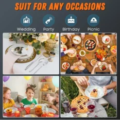 Itopfox 360 Count Plastic Silverware Set, Heavy Duty Disposable Cutlery, Heat Resistant & BPA Free Forks Spoons Knives, Premium Clear Utensils -Kitchen Chef GUEST 7bf3e427 98ba 4733 862f fa56873bd541