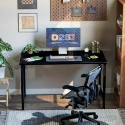 Itopfox 40 Inch Computer Desk, Home Office Study Writing Table, Simple PC Gaming Desk With Adjustable Feet, Black