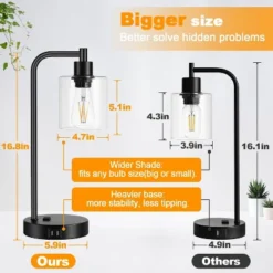 Itopfox Set Of 2 Industrial Touch Control Table Lamps With USB Ports & AC Outlet, 3-Way Dimmable Bedside Nightstand Desk Lamp For Bedroom Living Room -Kitchen Chef GUEST 7eba041b b713 4299 a560 01eb29cd8a83