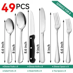 Itopfox 49-Piece Stainless Steel Silverware Set With Cutlery Organizer, Service For 8 With Steak Knives And Kitchen Utensils -Kitchen Chef GUEST 7f1d8297 85fd 4439 a4ab abf04ee08cb9