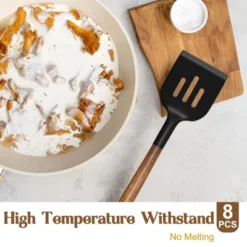 Itopfox 8-Piece Silicone Kitchen Utensil Set With Acacia Wood Handles, Food-Grade Spatulas For Nonstick Cookware, Black -Kitchen Chef GUEST 801d3bd1 0c0c 4566 89b1 143885278500