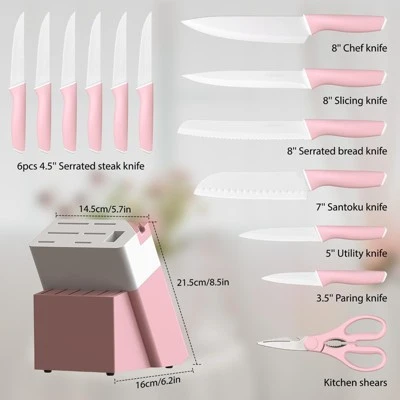 Itopfox Knife Set With Block And Sharpener, 15-Piece German Stainless Steel Knives, Ceramic Coating, Sharp Blade, Dishwasher Safe, Ergonomic Handle 7 Itopfox Knife Set With Block And Sharpener, 15-Piece German Stainless Steel Knives, Ceramic Coating, Sharp Blade, Dishwasher Safe, Ergonomic Handle - Image 5