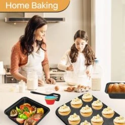 Itopfox 6-Piece Non-Stick Bakeware Set, Stackable Baking Pans For Even Heating, Includes Muffin Pan, Loaf Pan, Round & Square Cake Pans, Cooling Rack -Kitchen Chef GUEST 813db64e f3a7 48f0 84b1 9fd8e5506984