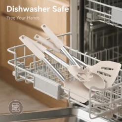 Itopfox Silicone Cooking Utensils Set 35 Pcs Kitchen Utensils With Holder Stainless Steel Handle Spatula, Spoons, Pasta Server, Cheese Grater, Masher -Kitchen Chef GUEST 82a2b8d4 b491 4b5d 8180 5d19a9cb695d