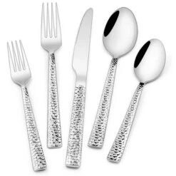 Itopfox 40-Piece Stainless Steel Flatware Set For 8, Hammered Square Silverware With Mirror Finish, Dishwasher Safe Cutlery Set For Home & Restaurant -Kitchen Chef GUEST 83b0788b 4c34 4fef a335 5655df9a847b