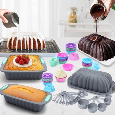 Itopfox 72-Piece Silicone Bakeware Set, Nonstick Baking Pans With Cake & Loaf Pans, Baking Cups, Measuring Cups & Spoons, Oven & Dishwasher Safe 5 Itopfox 72-Piece Silicone Bakeware Set, Nonstick Baking Pans With Cake & Loaf Pans, Baking Cups, Measuring Cups & Spoons, Oven & Dishwasher Safe - Image 3