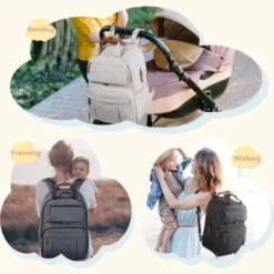 Itopfox Expandable Diaper Backpack For Twins, Large Baby Bag With Multiple Pockets, Water-Resistant & Durable For Parents