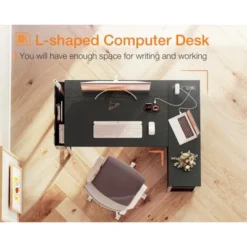 Itopfox L-Shaped Gaming Desk With Power Outlets, Reversible Shelves & PC Stand, Storage Bag For Home Office, Study Table For Small Spaces, Black -Kitchen Chef GUEST 84e18284 80ee 4f27 a9e1 57dca6d6e052