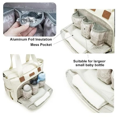 Itopfox Large Diaper Tote Bag With Laptop Compartment, Insulated Pockets, Multiple Storage For Baby Essentials, Travel Friendly 5 Itopfox Large Diaper Tote Bag With Laptop Compartment, Insulated Pockets, Multiple Storage For Baby Essentials, Travel Friendly - Image 3