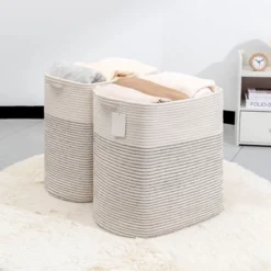 Itopfox Fabric Cotton Rope Storage Basket With Handles, Decorative Woven Basket For Living Room, Closet Organizer For Blankets, Toys, Laundry -Kitchen Chef GUEST 8627abc2 d414 4a0e 89a3 fc8c86f6a918