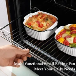 Itopfox 13Oz Ceramic Baking Dishes Set Of 4, Square Baking Dishes For Air Fryer, Ceramic Bakeware With Handles, Oven & Microwave Safe -Kitchen Chef GUEST 86600498 944d 4dd0 b8f5 3b390750941e
