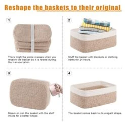 Itopfox 4 Pack Woven Storage Baskets, Small Decorative Bins For Shelves Organizer Baskets For Home, Office, Baby Room, Living Room, Bedroom, Bathroom -Kitchen Chef GUEST 875a9938 58a6 4b5f 855c 5af3a55ea8b2