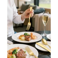 Itopfox 180-Piece Gold Plastic Cutlery Set - Disposable Flatware For Parties, Weddings, Thanksgiving - Includes Forks, Knives, Spoons -Kitchen Chef GUEST 888fd127 f786 4c7c 8438 217ff1096266