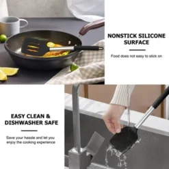 Itopfox 4-Piece Silicone Cooking Utensil Set With Stainless Steel Handles Heat-Resistant & Non-Scratch For Frying, Mixing, Draining - Dishwasher Safe -Kitchen Chef GUEST 8936b6ef 38d7 487d a834 eeb8f3f0d587