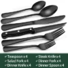 Itopfox 24-Piece Black Silverware Set With Steak Knives, Flatware Set For 4, Food-Grade Stainless Steel Tableware Cutlery Set Mirror Finished Utensil -Kitchen Chef GUEST 8a44dcba 9dd0 467f 9044 5a41be141f0b