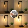 Itopfox Industrial Vintage Bedside Lamp With USB C/A Charging Ports, Dimmable Steampunk Office Lamp Metal Pipe Edison Reading Light For Bedroom, Dorm