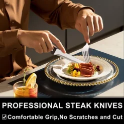 Itopfox 49-Piece Silverware Set With Organizer, Heavy Duty Stainless Steel Flatware For 8, Cutlery Utensil Sets With Steak Knives, Rust-proof -Kitchen Chef GUEST 8be169c6 2a35 433c 9a01 890495f0c462