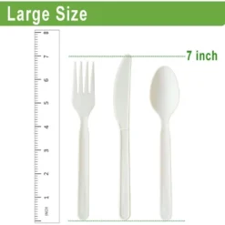 Itopfox 150 Count Heavy-duty Compostable Utensils Set, Includes Forks, Spoons, And Knives, BPI Certified Disposable Flatware -Kitchen Chef GUEST 8c364682 7a36 478a a20f 101a97aebd47
