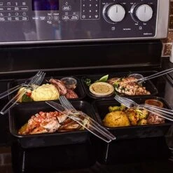 Itopfox 150 Pcs Clear Heavy Duty Plastic Silverware Set, Disposable Forks Spoons Knives For Wedding Party Supplies & Everyday Use -Kitchen Chef GUEST 8d0bc5ec c61b 4d80 91fb f636c5d79117