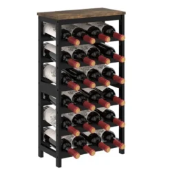 Itopfox 6-Tier Bamboo Wine Rack Freestanding Floor, 24 Bottles Wine Storage Shelves With Table Top, Stackable Display For Kitchen, Bar Rustic Brown -Kitchen Chef GUEST 8d53d1b6 4818 4cc1 989e 55ea7dca8af4