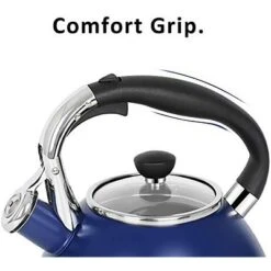 Itopfox Stainless Steel Whistling Tea Kettle With Heat-Resistant Glass Lid & Capsule Bottom, Navy Blue, 2.6 Quart Capacity -Kitchen Chef GUEST 8d930282 dc2e 4bb5 b066 35d54d7d32e6