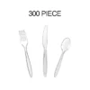 Itopfox Cutlery Set - Clear Heavyweight Disposable Plastic Utensils, Forks, Spoons, Knives, 300 Count Combo Box For Parties, Weddings, BBQs 2 Itopfox Cutlery Set - Clear Heavyweight Disposable Plastic Utensils, Forks, Spoons, Knives, 300 Count Combo Box For Parties, Weddings, BBQs -Kitchen Chef GUEST 8e11eb9b b020 4fd7 9f65 2df49fdcc637