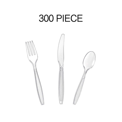 Itopfox Cutlery Set - Clear Heavyweight Disposable Plastic Utensils, Forks, Spoons, Knives, 300 Count Combo Box For Parties, Weddings, BBQs 3 Itopfox Cutlery Set - Clear Heavyweight Disposable Plastic Utensils, Forks, Spoons, Knives, 300 Count Combo Box For Parties, Weddings, BBQs